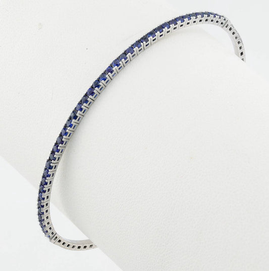 Sapphire Tennis Bracelet Bangle 18K White Gold