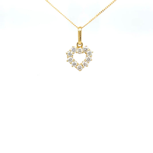 Diamond Heart Pendant Necklace in 18K Yellow Gold – 0.56 Carats