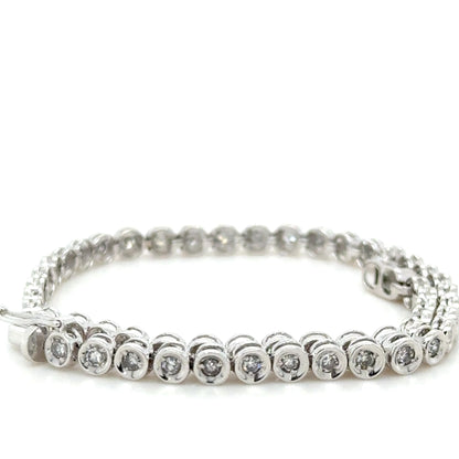 Bezel-Set Old Cut Diamond Tennis Bracelet in 18K White Gold