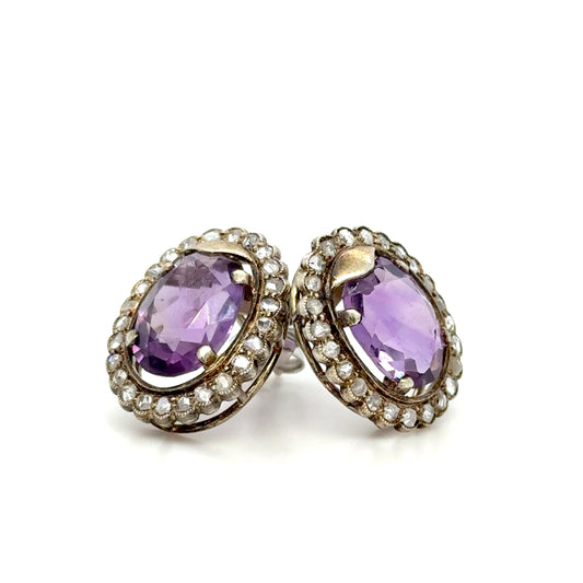Amethyst & Diamond Earrings in 18K Gold