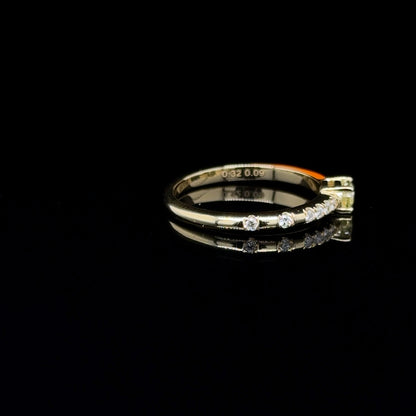 Orange Enamel & Yellow Diamond Stackable Ring in 18K Yellow Gold